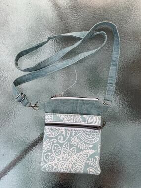 Blue White Paisley Small Crossbody Bag